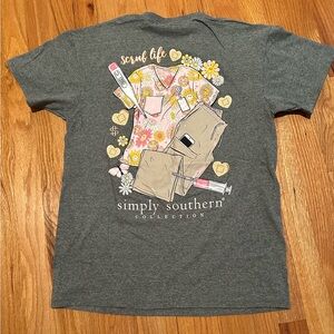 Simply Southern Gray Short Sleeve Tee with Nurse Scrub Life Design